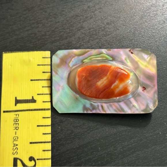 Abalone Rectangular Blister Pearl Brooch-Vintage - Picture 4 of 5